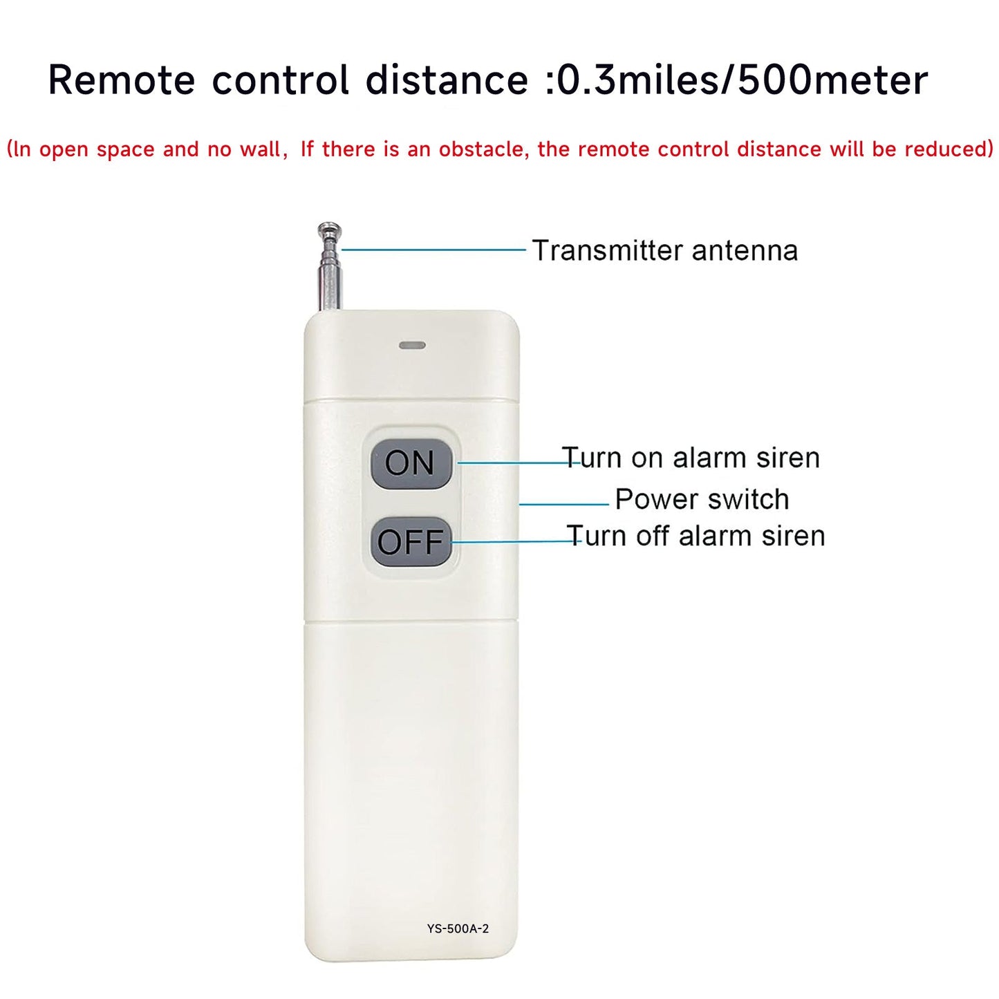 YASONG Wireless Remote Control 500 Meters(No Wall) Control alarm Turn on or Turn off One Alarm Can Be Equipped with Up to 60 Remote Controls