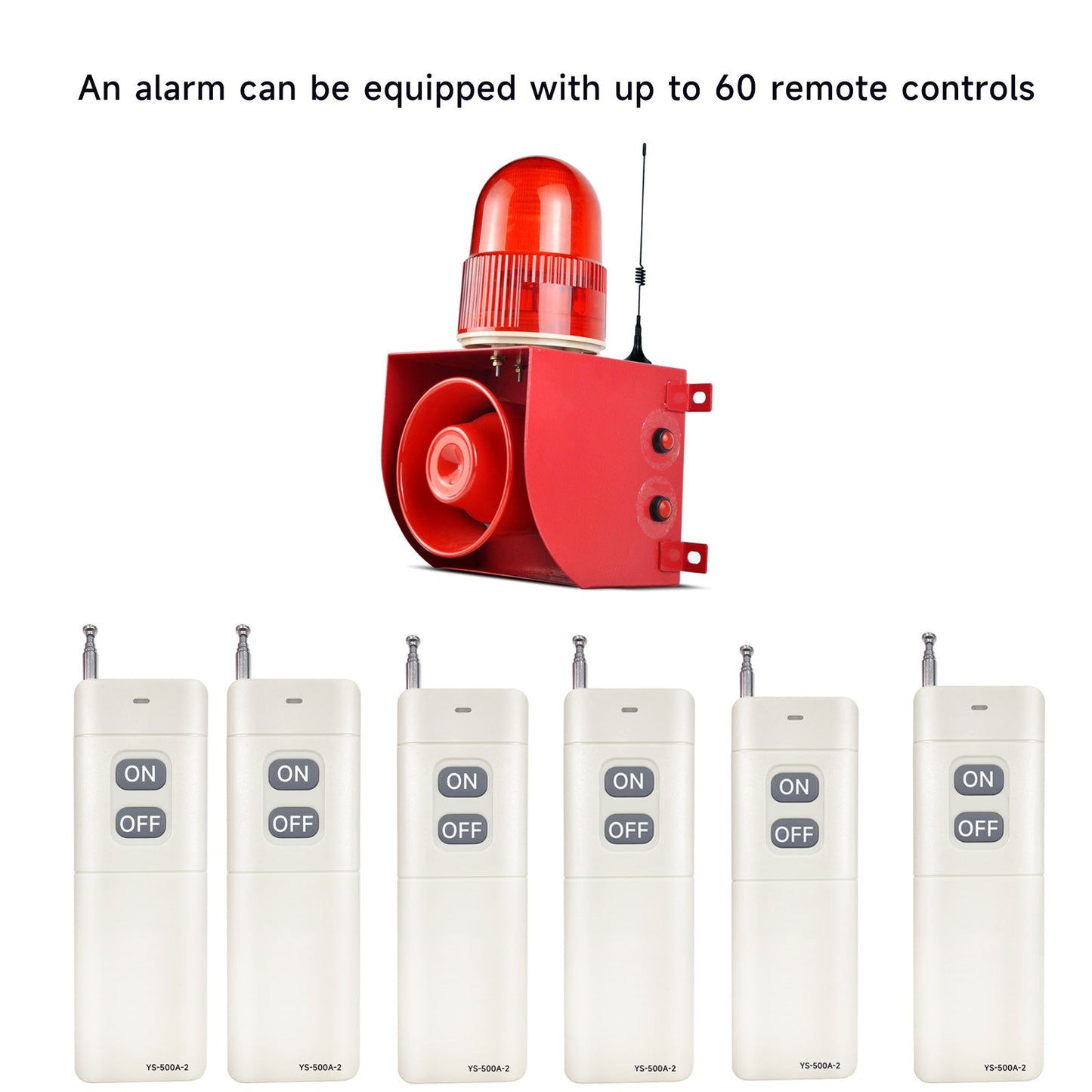 YASONG Wireless Remote Control 500 Meters(No Wall) Control alarm Turn on or Turn off One Alarm Can Be Equipped with Up to 60 Remote Controls