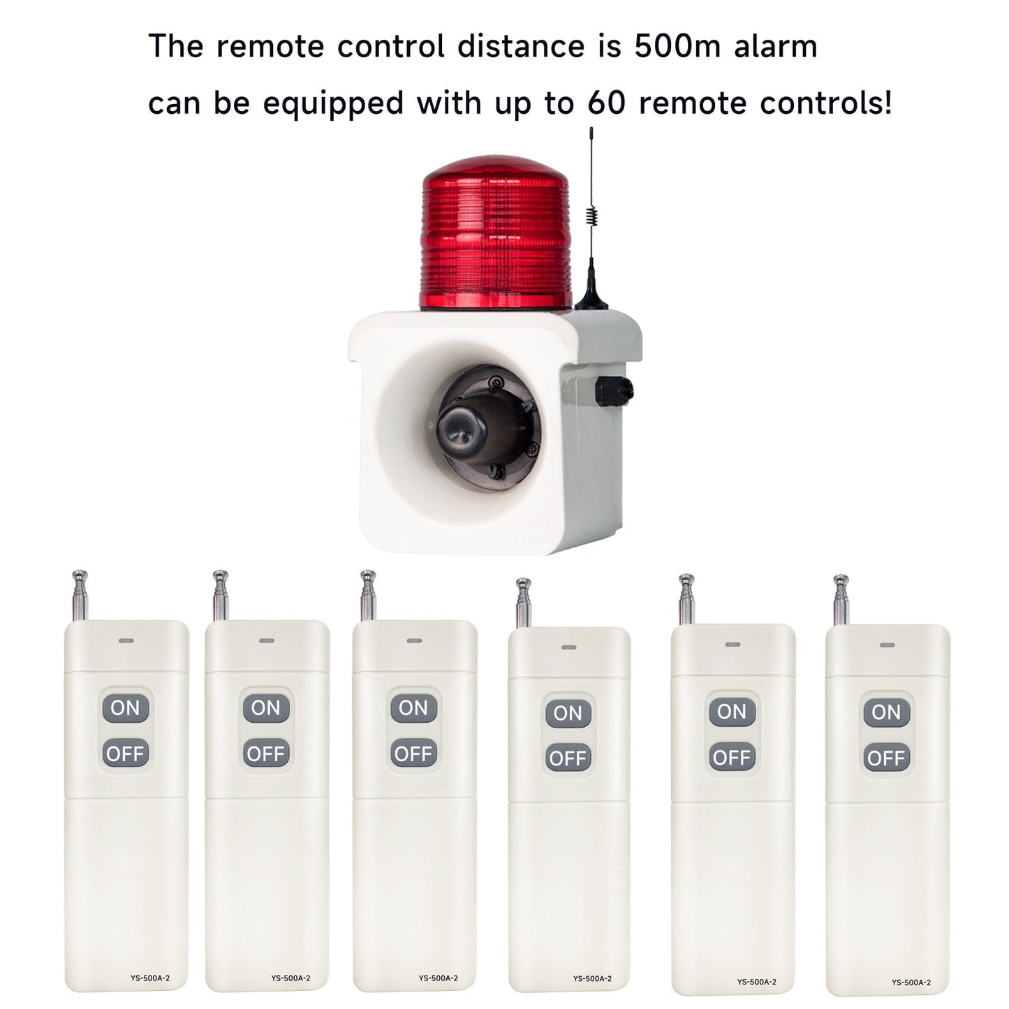 YASONG Wireless Remote Control 500 Meters(No Wall) Control alarm Turn on or Turn off One Alarm Can Be Equipped with Up to 60 Remote Controls