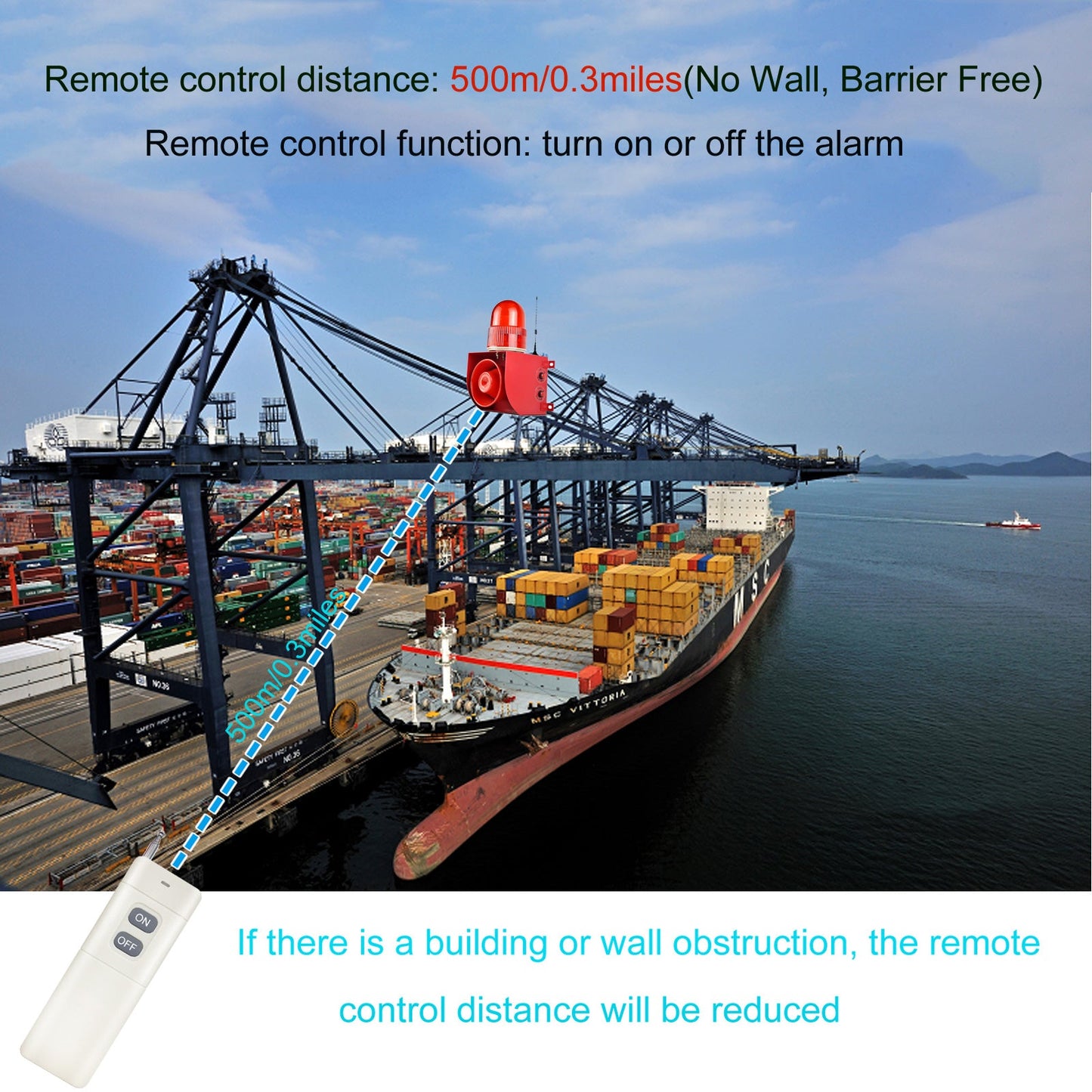 YASONG Wireless Remote Control 500 Meters(No Wall) Control alarm Turn on or Turn off One Alarm Can Be Equipped with Up to 60 Remote Controls
