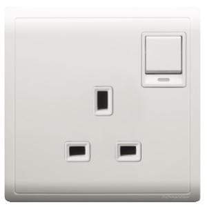 Schneider 13A 250V 1 Gang Switched Socket with Neon and Dual Earth Terminal - DELIGHT OptoElectronics Pte. Ltd
