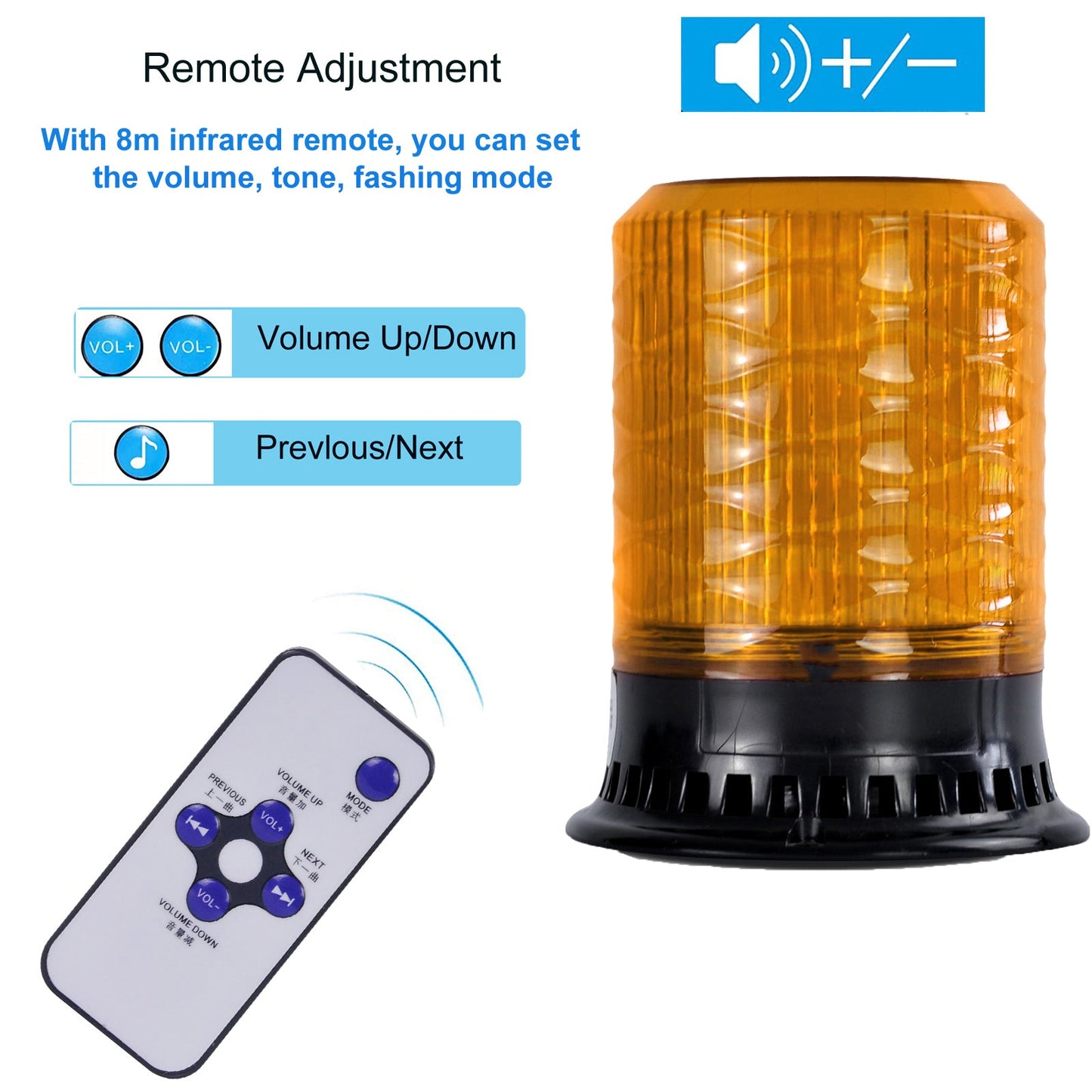 YASONG Beacon Lights 120dB Horn, 9 Tones, 4 Flash Modes Waterproof Emergency Strobe Lights for Vehicles, Truck, Car, Workshop DC10V-30V SLA-190