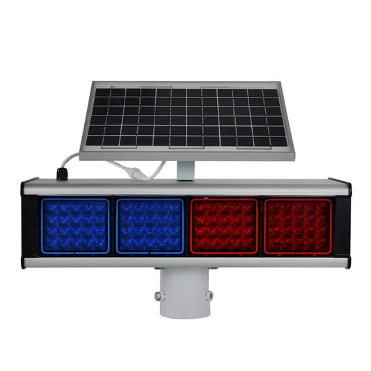 YASONG Solar Strobe Alarm Siren Light Red and Blue Double-sided Security Strobe Lights IP65 Waterproof LED Beacon Warning Flashing Lights with photoelectric Switch for Traffic, Road Construction, Farm, Yard