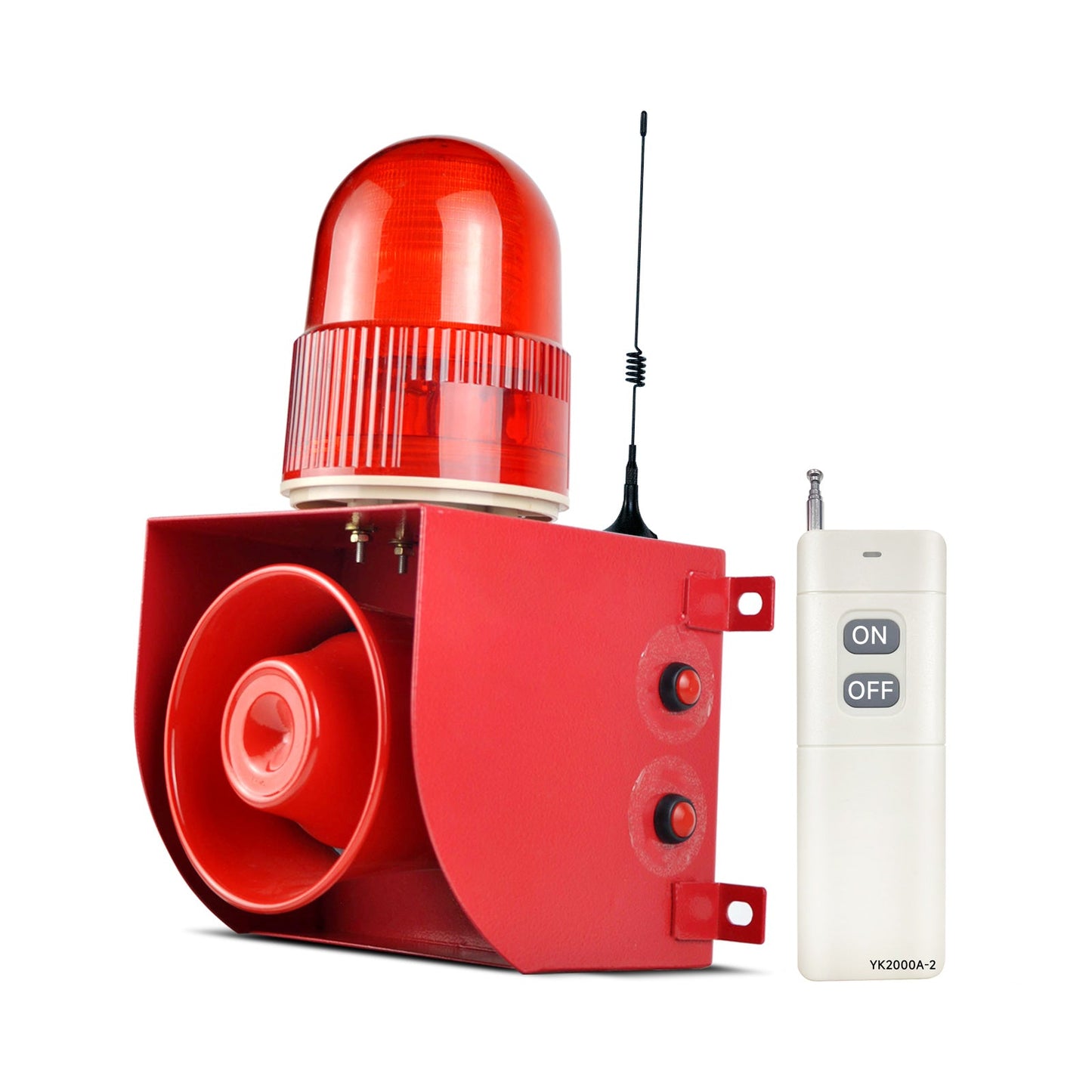 YASONG SLA-01HY Outdoor Remote Control LED Strobe Alarm Siren, 1.2Mile/0.3Mile Long Distance Barrier-free Control, 120dB Speaker, 9 Tones Adjustable with USB Port, 25 Watts IP65 Waterproof