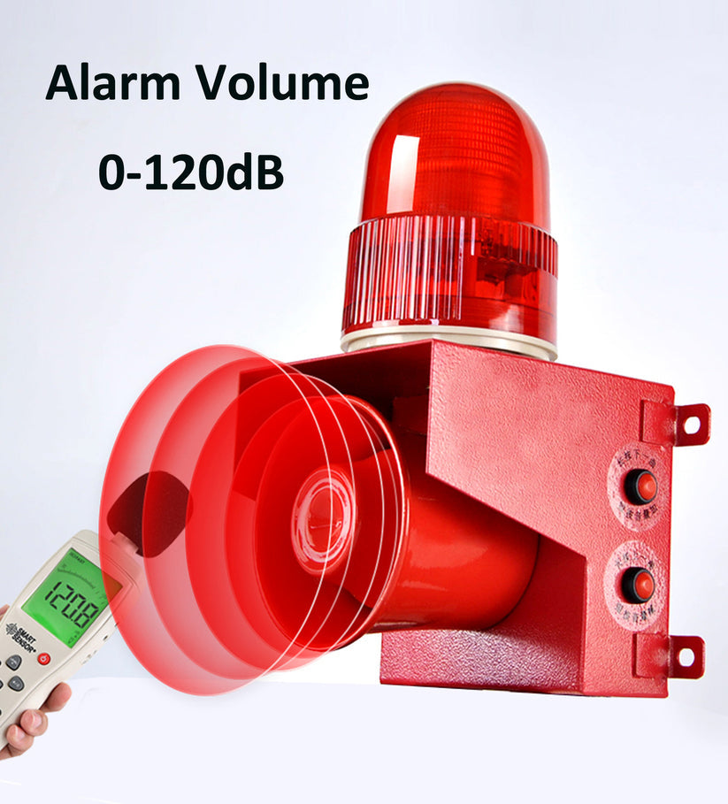 YASONG Timeable Alarm Siren Waterproof 120dB Horn Emergency Security Sirens with Timer, LED Strobe Light for Factory Workshop School SLA-01T1