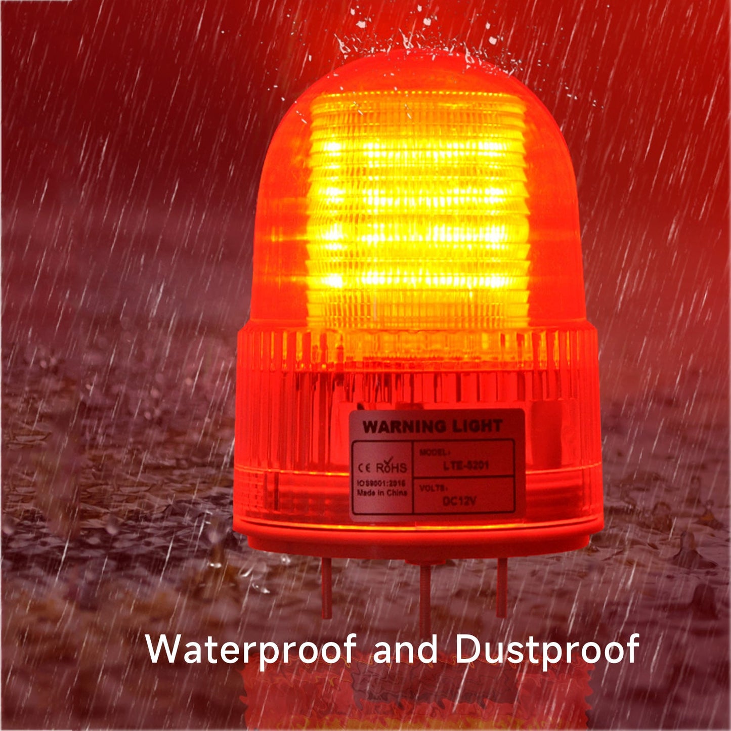 YASONG LED Two-color Strobe Flashing Warning Light Waterproof Red and Blue Beacon Lights with No Sound for Forklift Factory Workshop DC12V SLA-5201