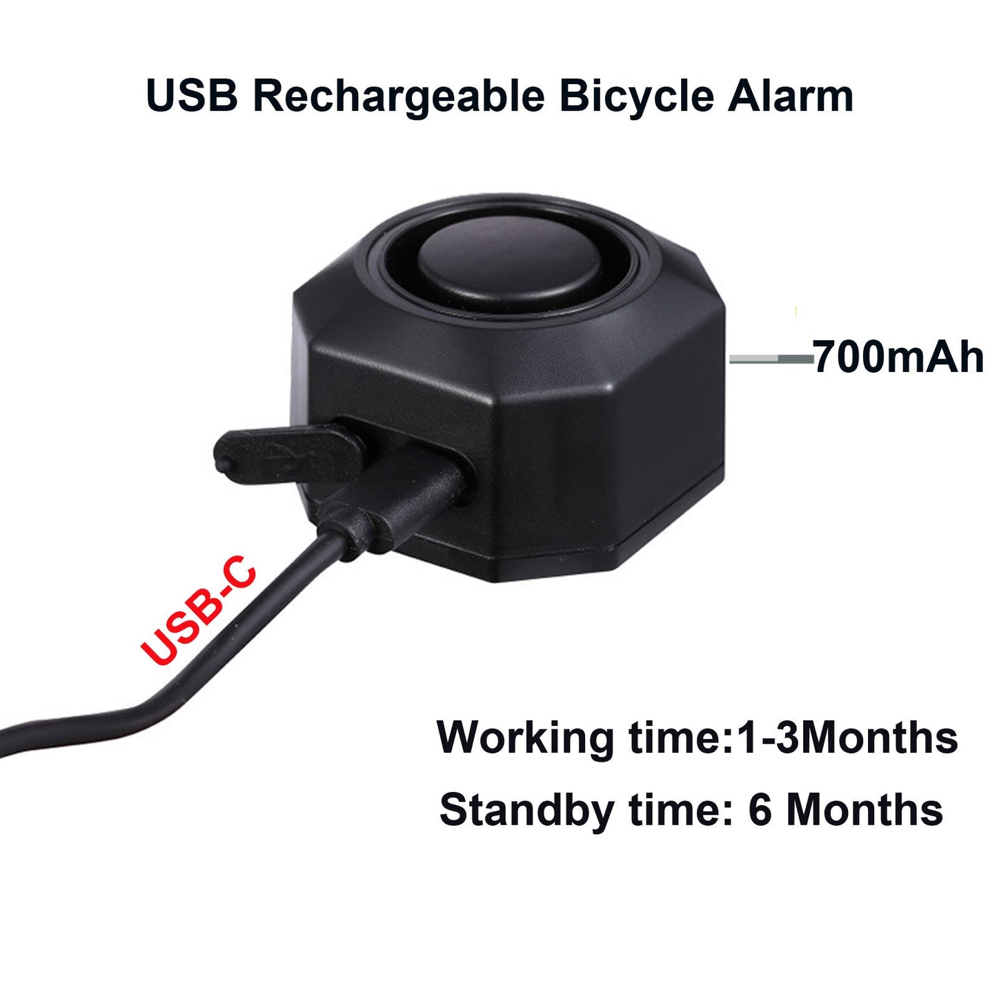 YASONG USB Rechargeable Bike Alarm Wireless Anti Theft Motorcycle Bicycle Alarm System with Remote Motion and Mount Waterproof Vibration Alarm System for Ebike Electric Bike Scooter Car (1 Pack)