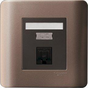 S6 Electrical Supplies Schneider 1G Data Outlet CAT6 w/Integrated SH, Silver Bronze