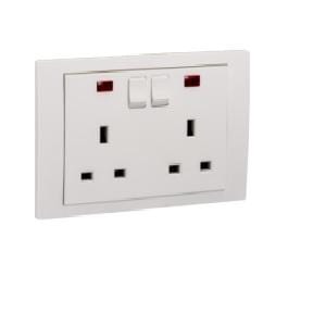 Schneider 13A 250V TwinGang Switched Socket - DELIGHT OptoElectronics Pte. Ltd