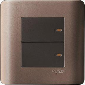 Schneider 16AX 2G 1WE8432_1_SZ_G2 Full-flat switch with Ondicator, ZENcole, silver bronze - DELIGHT OptoElectronics Pte. Ltd