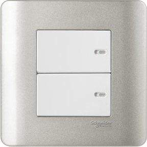 Schneider 16AX 2G 2W Full-Flat Sw, Silver white - DELIGHT OptoElectronics Pte. Ltd