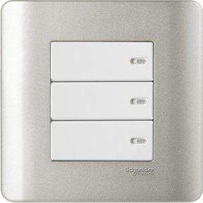 Schneider 16AX 3G 2W Full-Flat Sw, Silver white - DELIGHT OptoElectronics Pte. Ltd