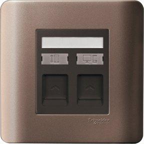 Schneider 2G Shuttered Wallplate w/o Modular Jack, Silver Bronze - DELIGHT OptoElectronics Pte. Ltd