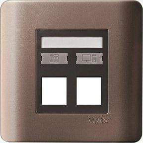 Schneider 2G Wallplate w/o Modular Jack, Silver Bronze - DELIGHT OptoElectronics Pte. Ltd