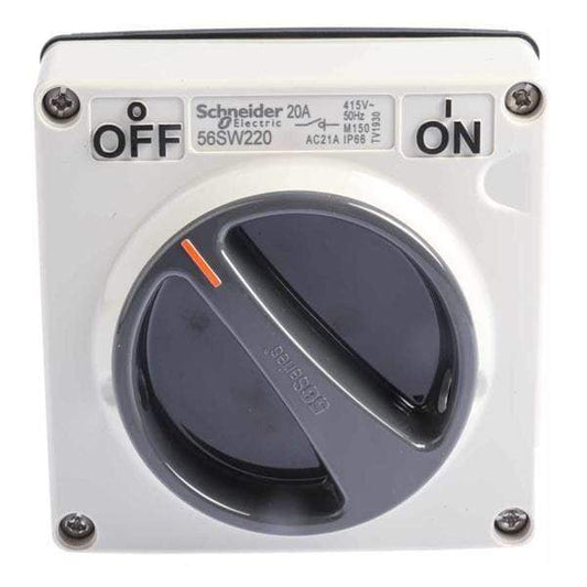 Schneider Electric Grey 20A Flush Mount Rotary Light Switch IP66 x2Pcs - DELIGHT OptoElectronics Pte. Ltd