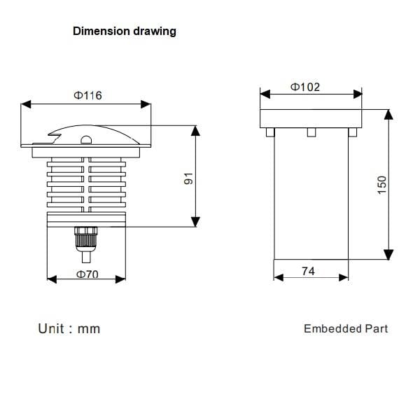 T1 Fixture [China] LED BF Series IP67 Circular Underground Light