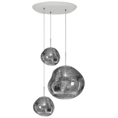 Y1 Home Decore Chrome [USA] TOM DIXON Front Melt Trio Round Multi-Light Pendant Light