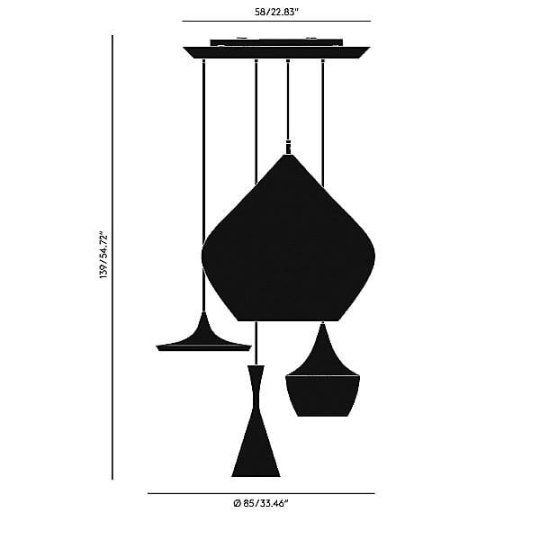 Y1 Home Decore [USA] Tom Dixon Beat Range Round Multi-Light Pendant Light