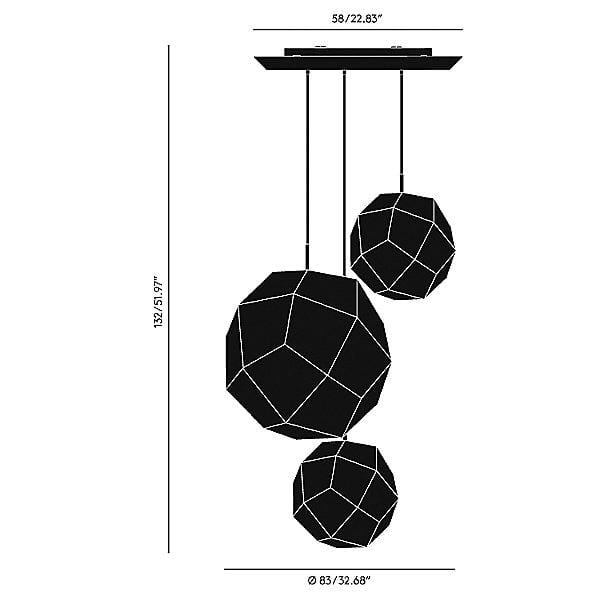 Y1 Home Decore [USA] Tom Dixon Etch Trio Round Multi-Light Pendant Light